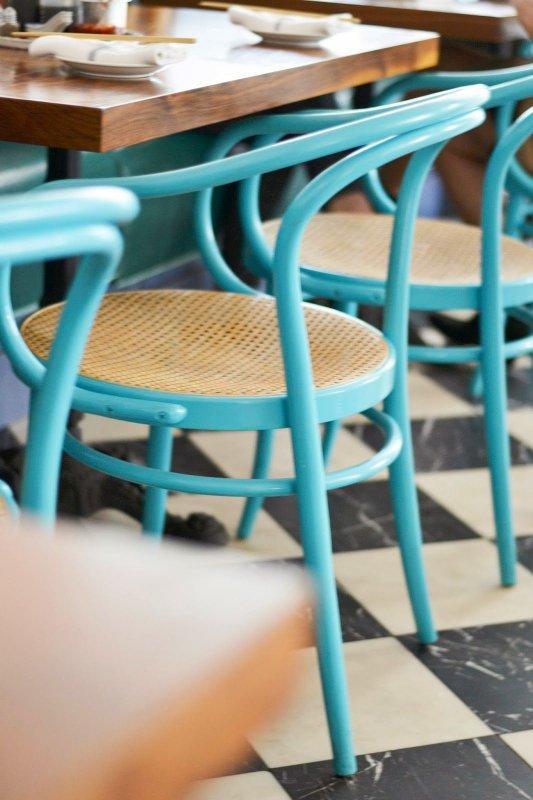 turquoise thonet chair