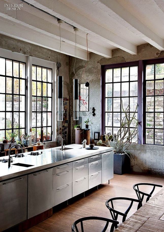 industrial style loft in como, industrial style kitchen