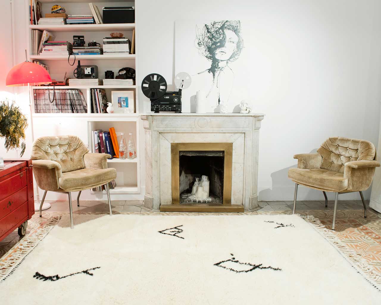 beni ouarain rug in a modern living room