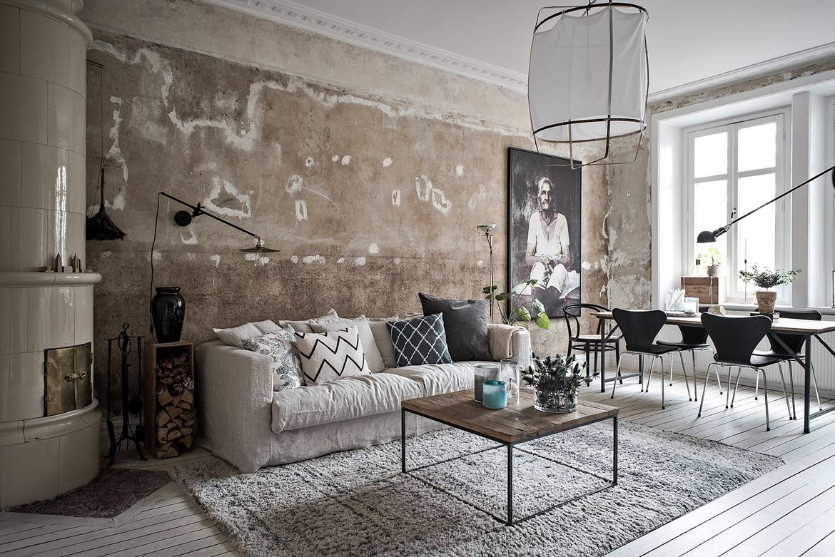 unfinished interior walls, raw walls, scandinavian home interior, italianbark interior design blog
