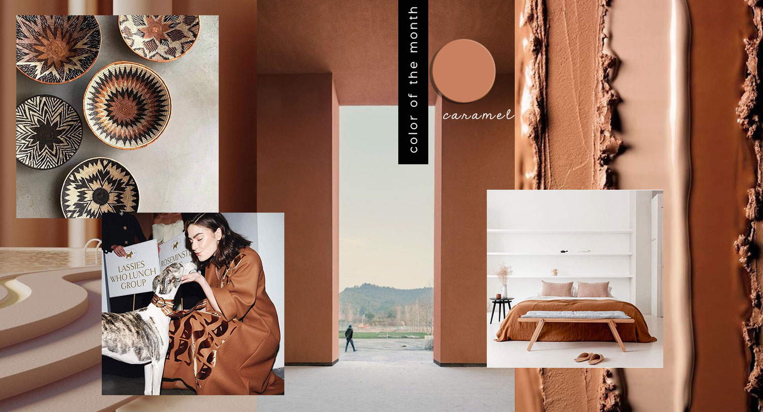 brown color trends, brown caramel, brown interiors design 2020